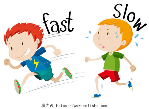 跑步快慢的插图儿童跑步奔跑